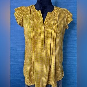 Tommy Hilfiger Yellow Black White Print Button Up Sleeveless Blouse Size S/P